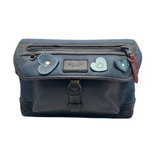 Coach Blue Leather Manhattan Bike Messenger Bag 25990